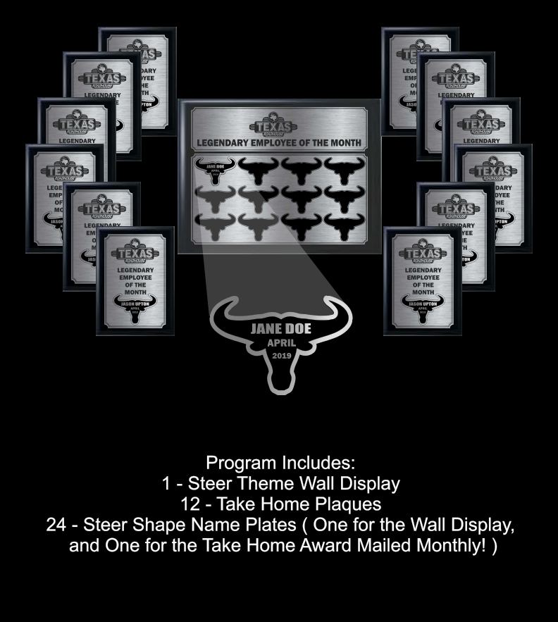 Employee of the Month — Steer Theme Plaque Program